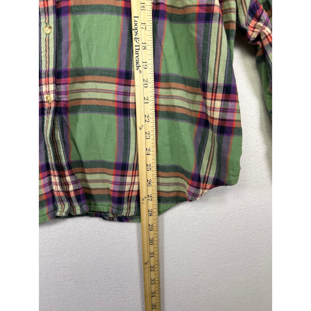 Cabincore Chaps Womens 3X Green Plaid Cotton‎ Long Sleeve Button Down Shirt - Picture 6 of 9